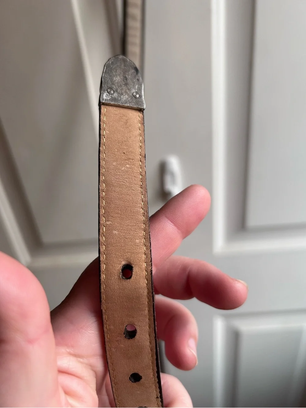 Brighton Brown Croc Embossed Leather Belt Medium Silver Western Hardware Vintage